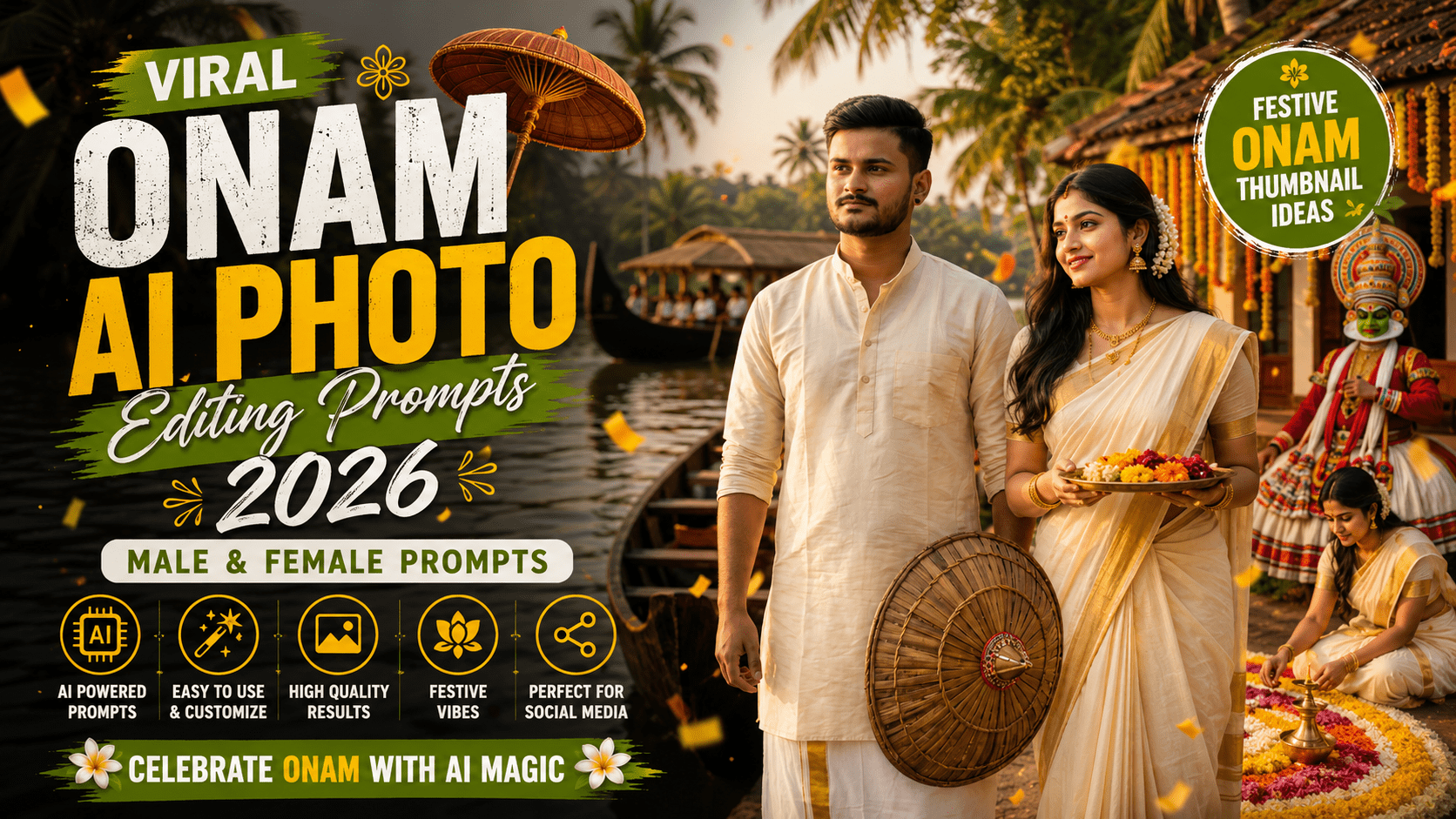 Viral Onam AI Photo Editing Prompts 2026 – Male and Female Ai Prompts